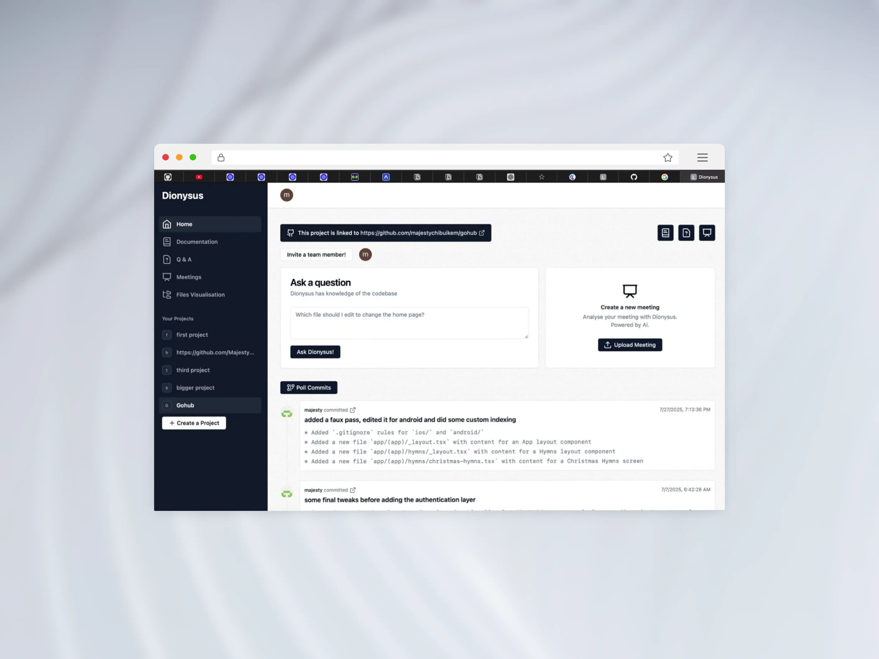 Dionysus developer collaboration platform